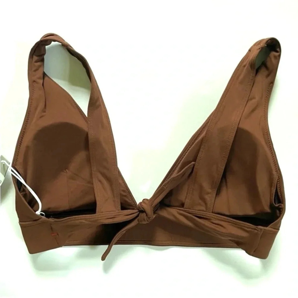 New Everlane Triangle Bikini Top Swimwear Brown - Picture 3 of 5